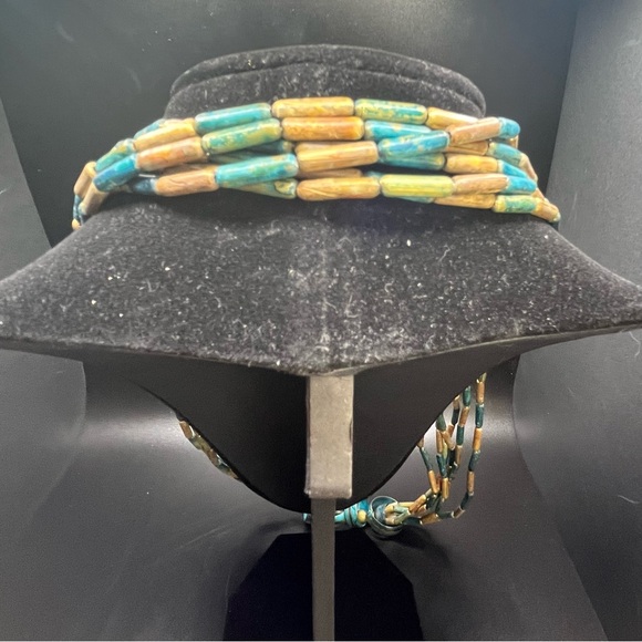 Vintage Style Boho Necklace Painted Wood Beads - Picture 3 of 14